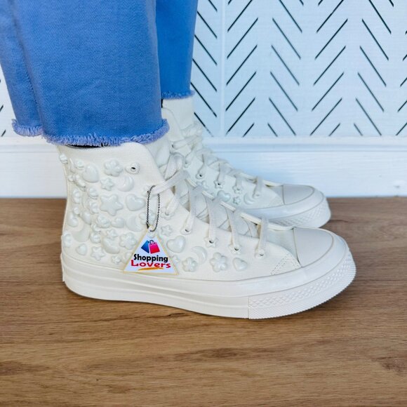 ❤️❤️Rare Converse Chuck 70 3D Charms Hi Women Shoes 7 Flower Stars Heart A06434C - Picture 4 of 15